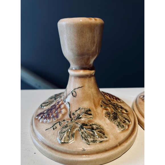 Vintage 1976 Grape Vine Candlestick Holders – Studio Pottery Set - Picture 4 of 6